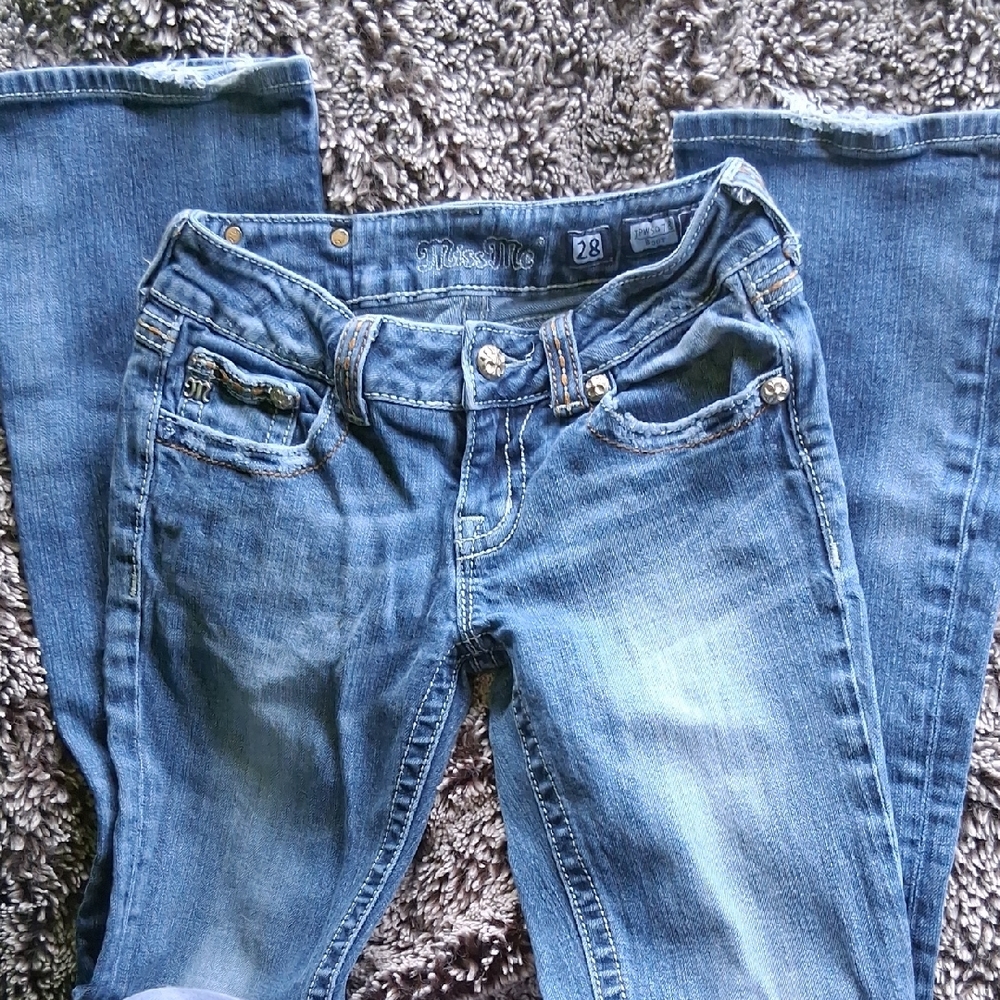 Miss Me Blue Boot Cut Jeans with Natural Fading
